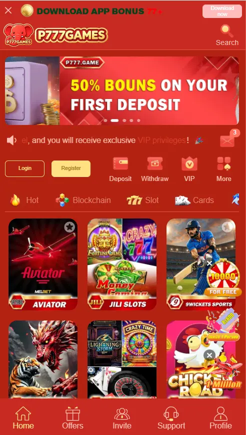 p777 game interface